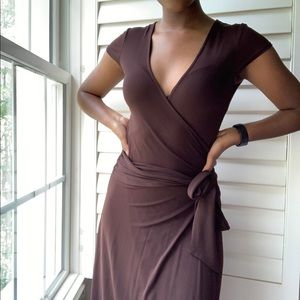 BCBGMAXAZRIA Flirty Brown Wrap Dress